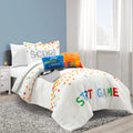 Lush Decor Video Games Reversible Oversized 4 Piece Comforter Set, Twin, White
