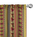 Ambesonne African Window Curtains Pack of 2, Oriental Djembe Drums Music Culture in Theme Geometric Chevrons Triangles, Lightwei