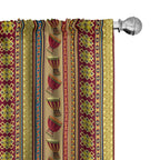 Ambesonne African Window Curtains Pack of 2, Oriental Djembe Drums Music Culture in Theme Geometric Chevrons Triangles, Lightwei