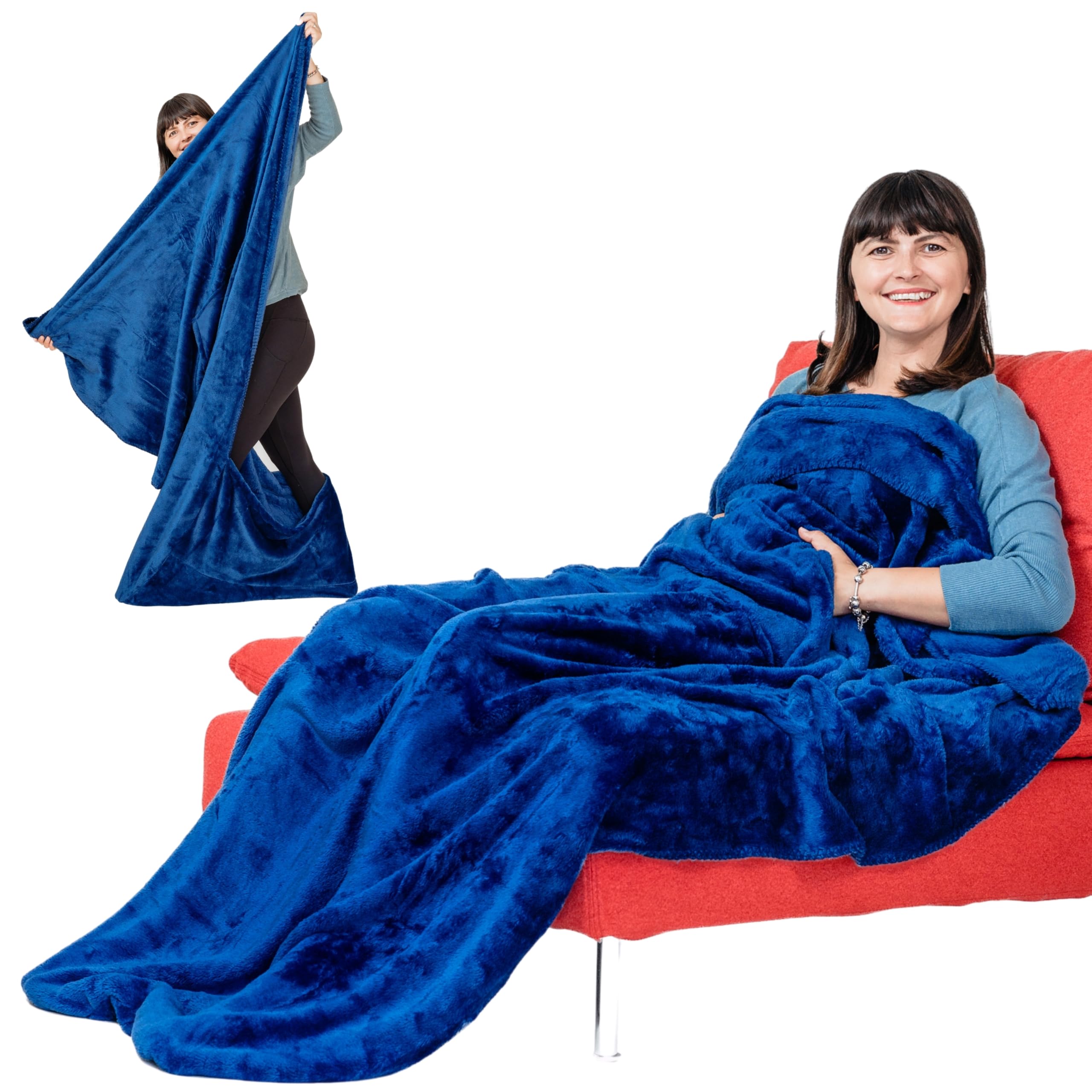 Ezrallora Giant Lightweight Foot Pocket Blanket - Patent Pending- 75'X55' Premium Fleece Throw - Valentine'S Day Gamer Gifts -