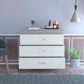 HomeRoots Particle Board 29" Light Gray and White Three Drawer Dresser