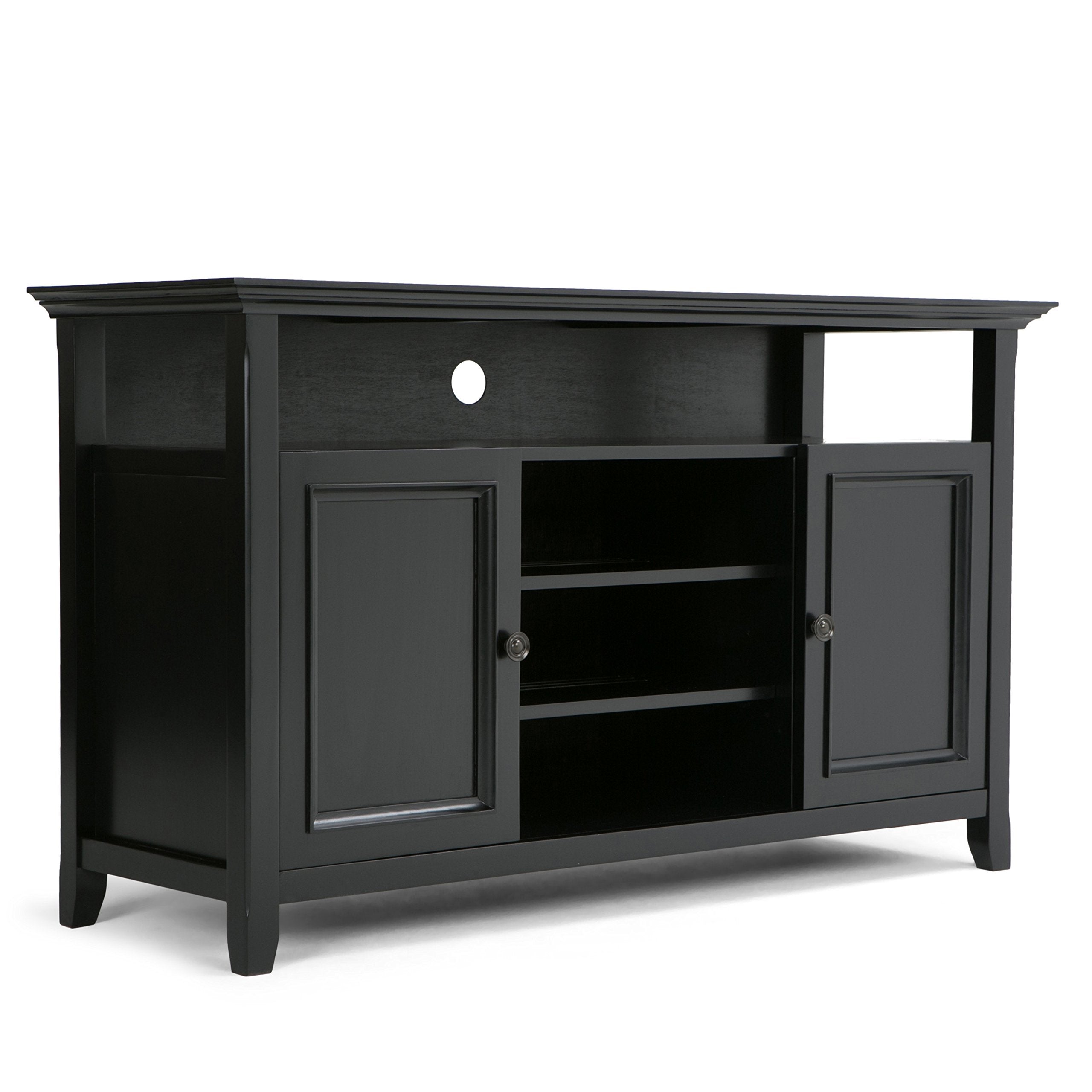 SIMPLIHOME Amherst Solid Wood Universal TV Media Stand, 54 Inch Wide, Transitional, Living Room Entertainment Center, Storage Ca