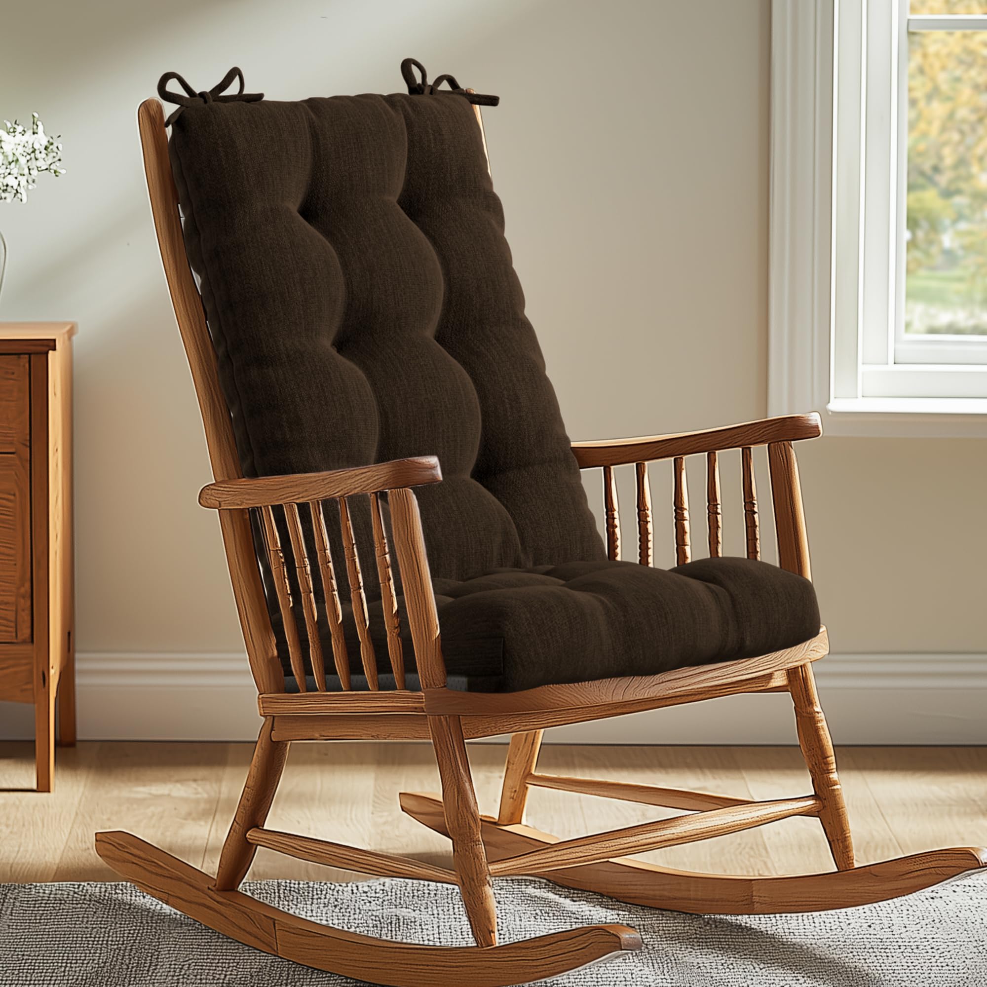 Codi Rocking Chair Cushion Indoor, Brown Water Resistant Glider Rocker Chairs Replacement Cushions Set For Nursery 1Pk