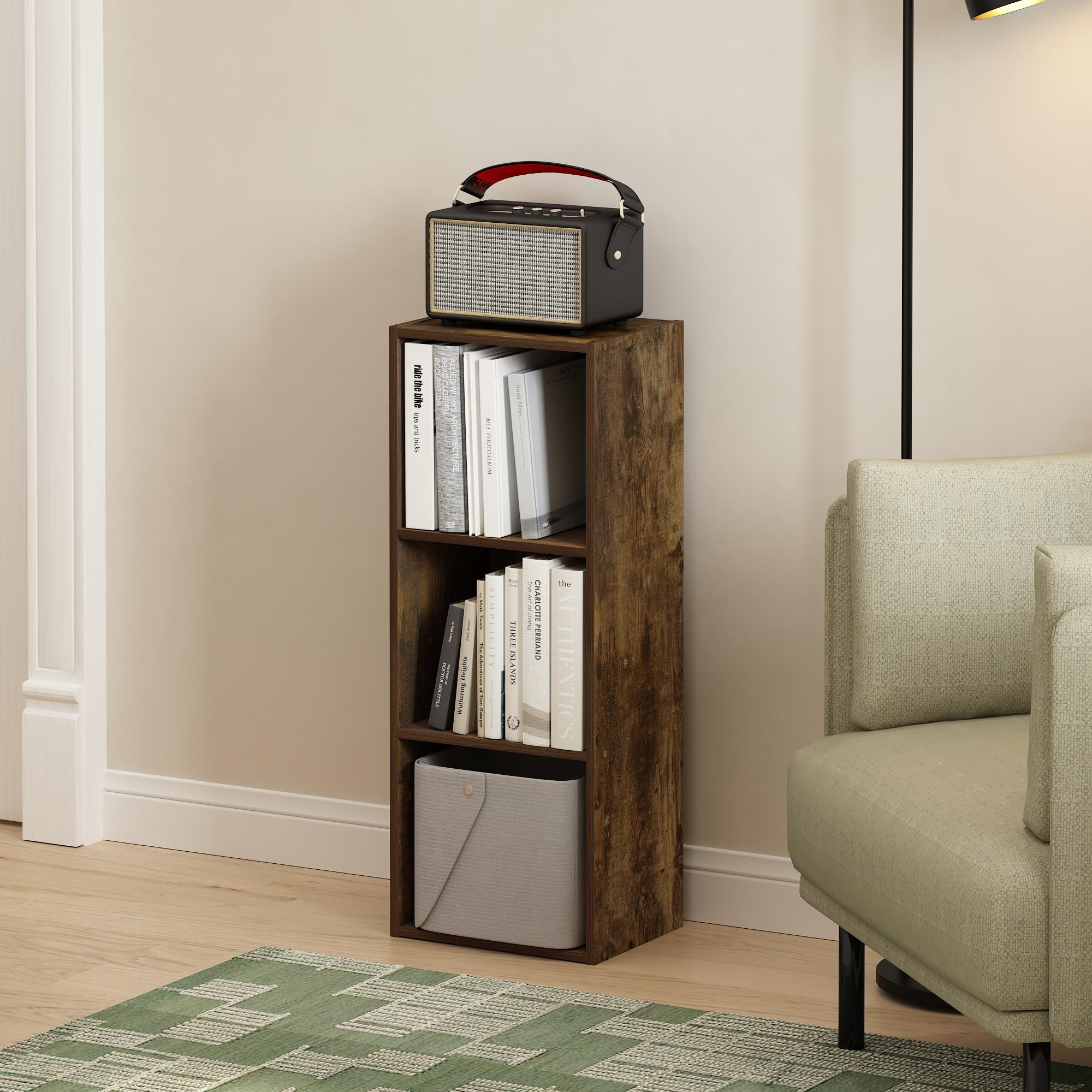Furinno Pasir 3-Tier No Tool Assembly Open Shelf Bookcase, Amber Pine