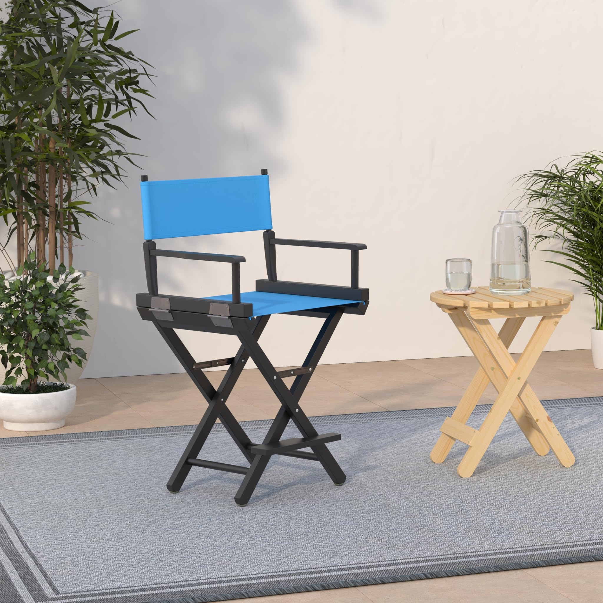 Casual Home 220-02/021-27 Director Chair 24&quot; - Counter Height Blackframe/Turquoise Canvas