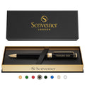 Scriveiner Personalized Black Ballpoint Pen - Stunning Luxury Pen, Jet Black Lacquer, 24K Gold Finish, Schmidt Ink Refill, Best