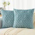 Decoruhome Decorative Throw Pillow Covers 16X16 Set Of 2, Soft Plush Faux Wool Couch Pillow Covers For Home, Aqua