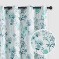 Ugoutry Grey/Green Flower Blackout Curtains 54 Inch Long, Bright Aqua Room Darkening Privacy Protect Drapes For Bedroom, Energy