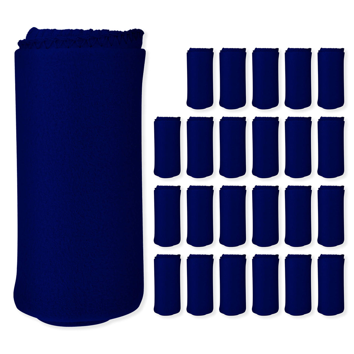 Imperial Home 24 Pack Wholesale Soft Cozy Fleece Blankets - 50' X 60' Comfy Throw Blankets (Navy Blue)