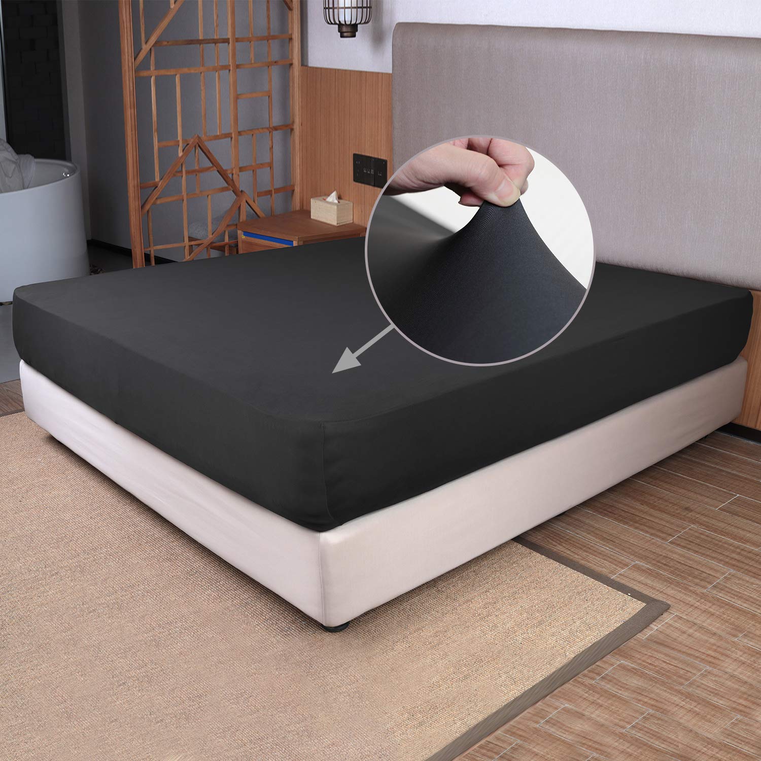 Stretch Full Size Fitted Sheet Only - 4-Way Stretchy Jersey Knit, Cozy T-Shirt Soft, Wrinkle Free, Snug Fit & Stay In Place, No