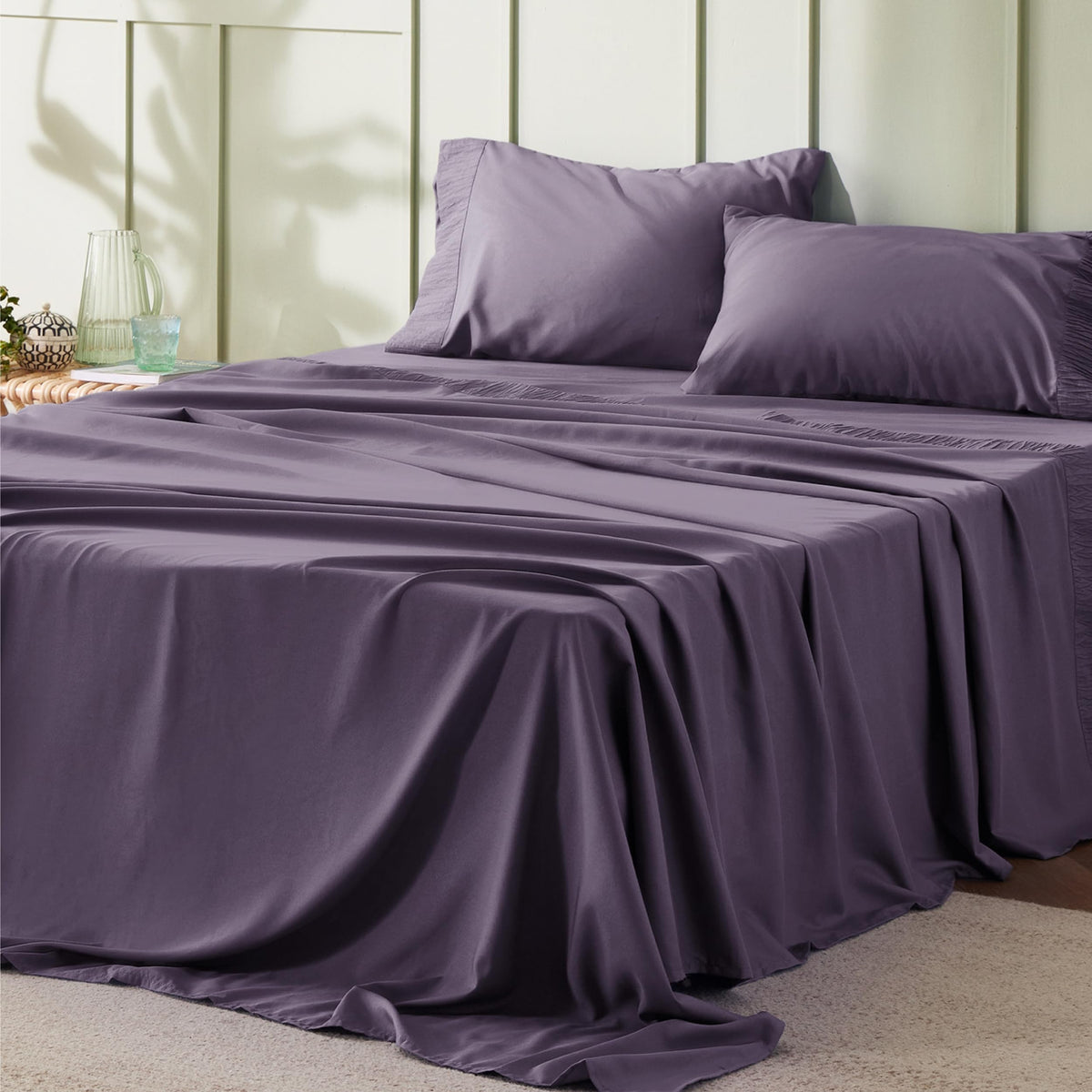 Bedsure Full Size Sheet Sets - Soft Sheets For Full Size Bed, 4 Pieces Hotel Luxury Dusty Purple Sheets Full, Easy Care Polyeste