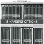 120 Inches Extra Long Linen Curtain Panels Pair Living Room Back Tab Farmhouse Light Filtering Semi Sheer Boho Linen Curtains 10 Ft Long Floor To Ceiling Large Window Patio Sliding Door,Charcoal Grey