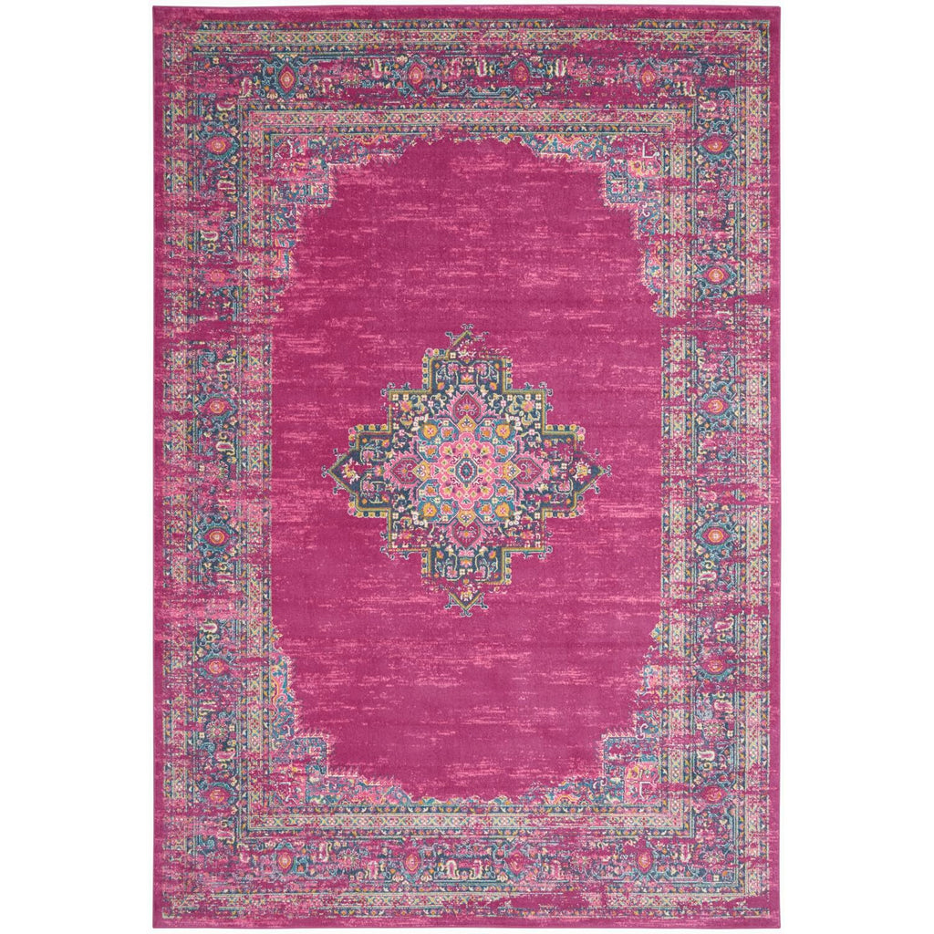 Nourison Passion Fuchsia 9' X 12' Area Rug, Boho, Traditional, Easy Cleaning, Non Shedding, Bed Room, Living Room, Hallway (9X12)
