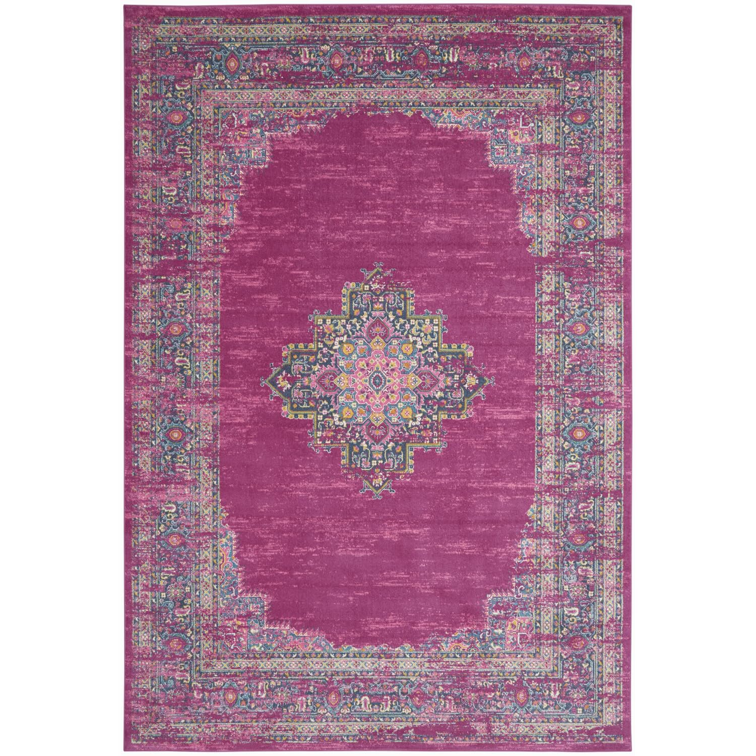 Nourison Passion Fuchsia 9' X 12' Area Rug, Boho, Traditional, Easy Cleaning, Non Shedding, Bed Room, Living Room, Hallway (9X12)