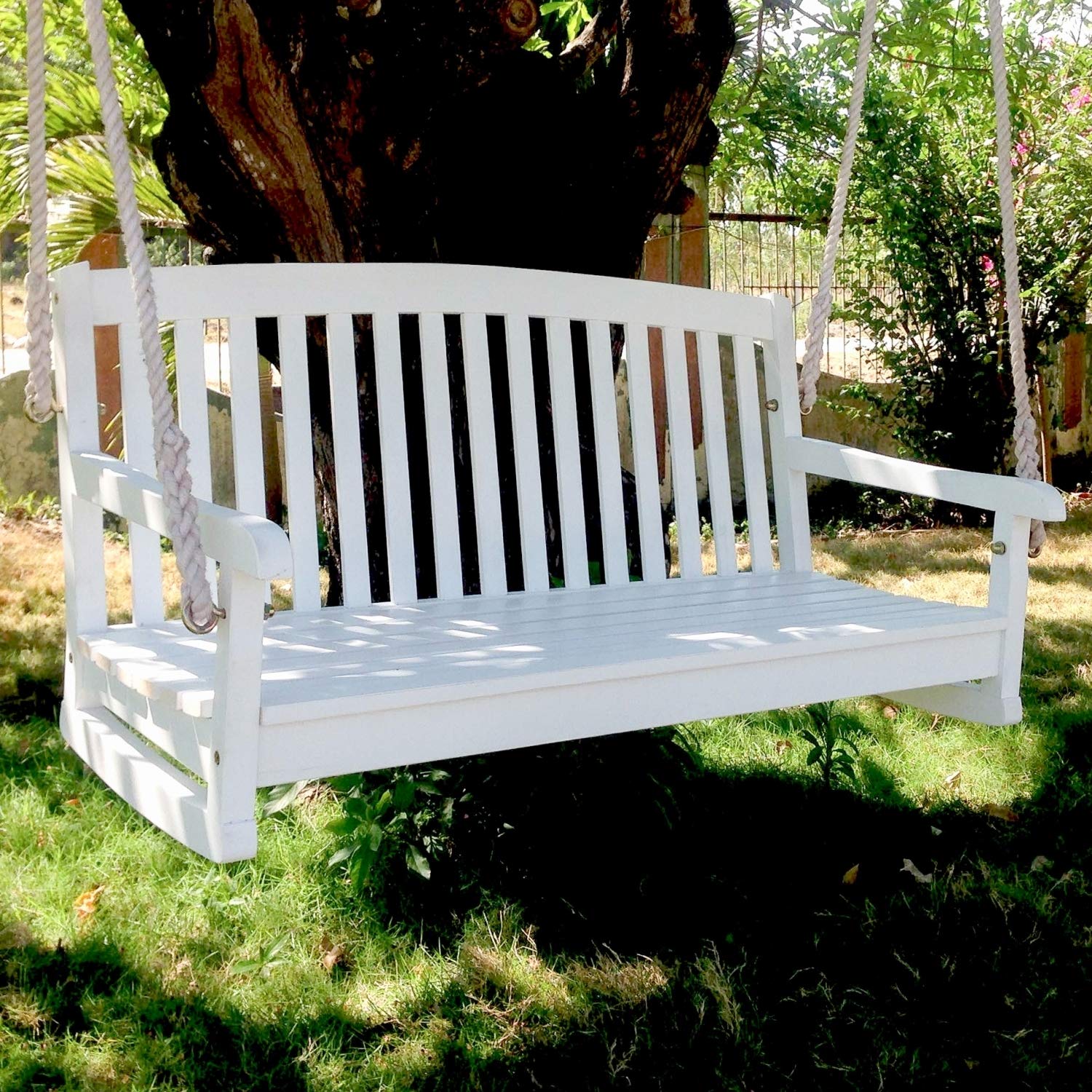 International Caravan Furniture Piece Acacia Two Seater Swing With Curved Back