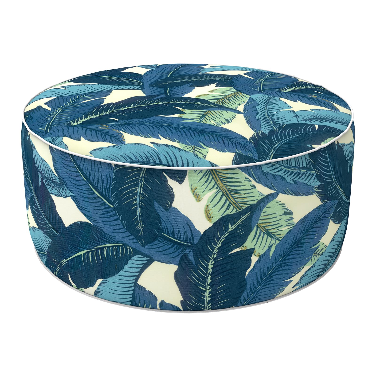 Lvtxiii Inflatable Stool Ottoman Footrest With Handle, All Weather Foot Rest, Indoor Or Outdoor Use For Home Patio Garden And Camping, D21 X H9, Swaying Palms Blue