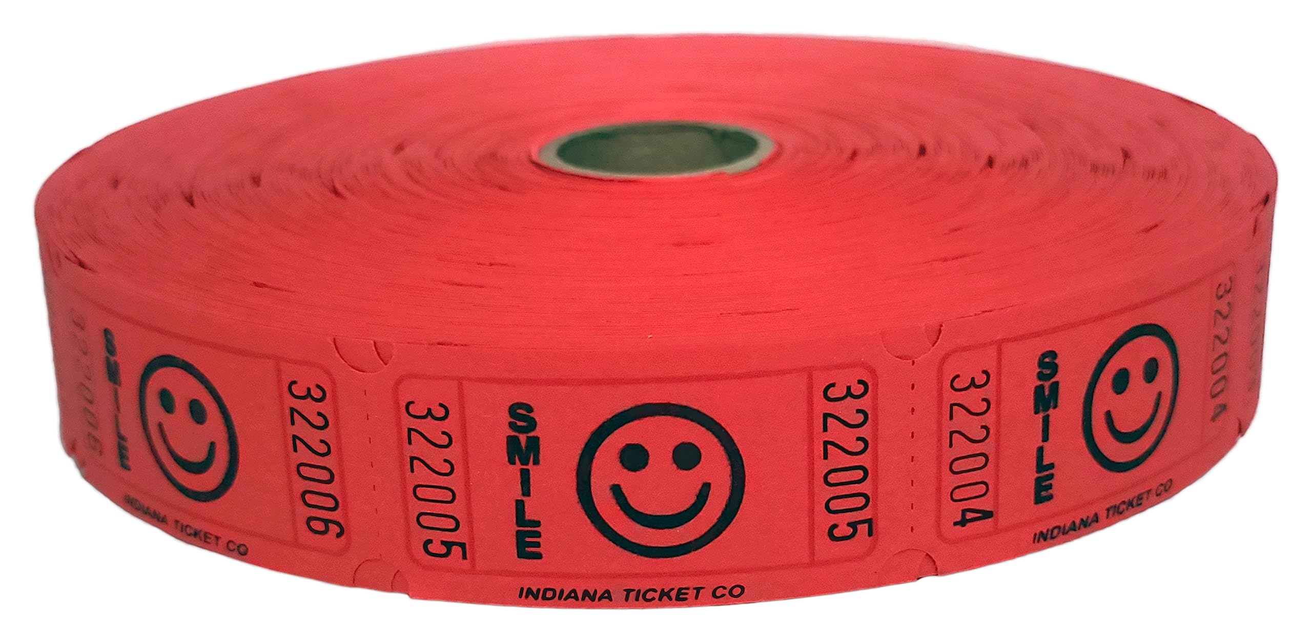 Indiana Ticket Co. 2,000 Red Smile Single Roll Tickets, Premium Quality Tickets, Tickets For Events, Carnivals, Door Prizes, Dri