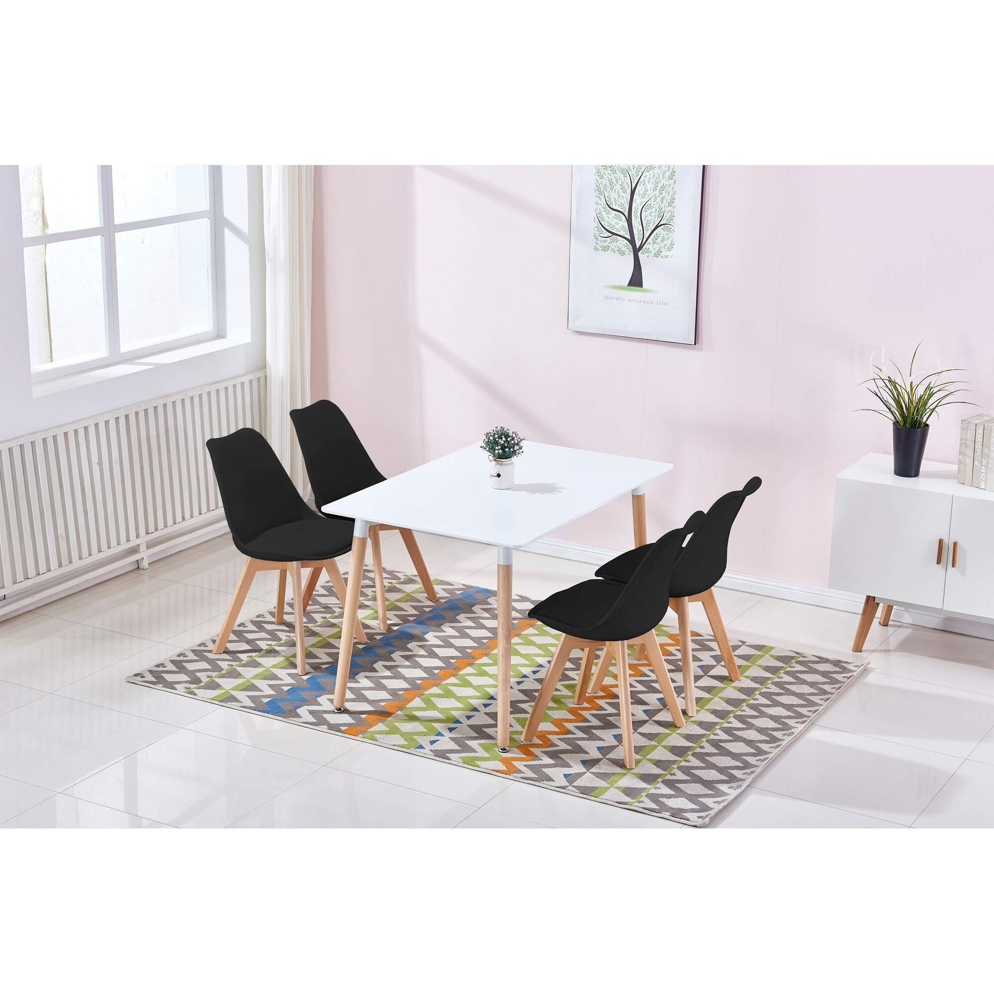 Best Master Furniture Giselle Mid-Century 5 Pcs Dining Set 5-Piece, Black