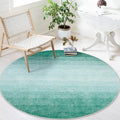 Wonnitar Modern Ombre Washable Round Rug 4ft, Non-Slip Green Round Bathroom Throw Mat, Contemporary Soft Non-Shedding Bedside In
