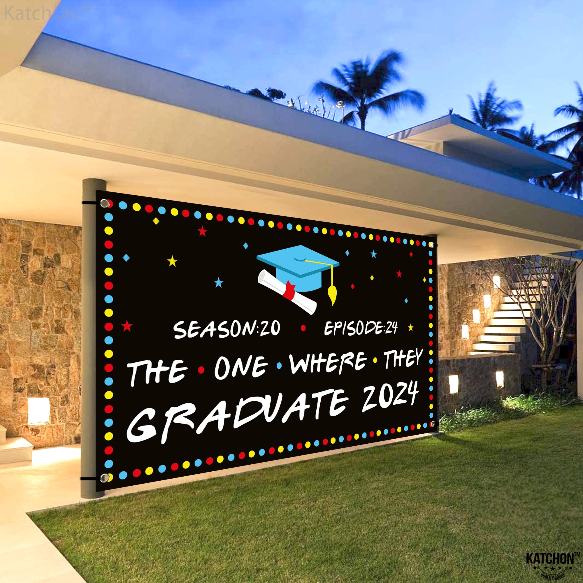 Katchon, The One Where They Graduate 2024 Backdrop - Xtralarge, 72X44 Inch | Friends Graduation Banner, Friends Graduation Decor