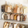 MSHOMELY Stackable Bag & Purse Organizer for Closet Shelf Acrylic Shelf Dividers for Closet Organization, Clear Handbag Purse St