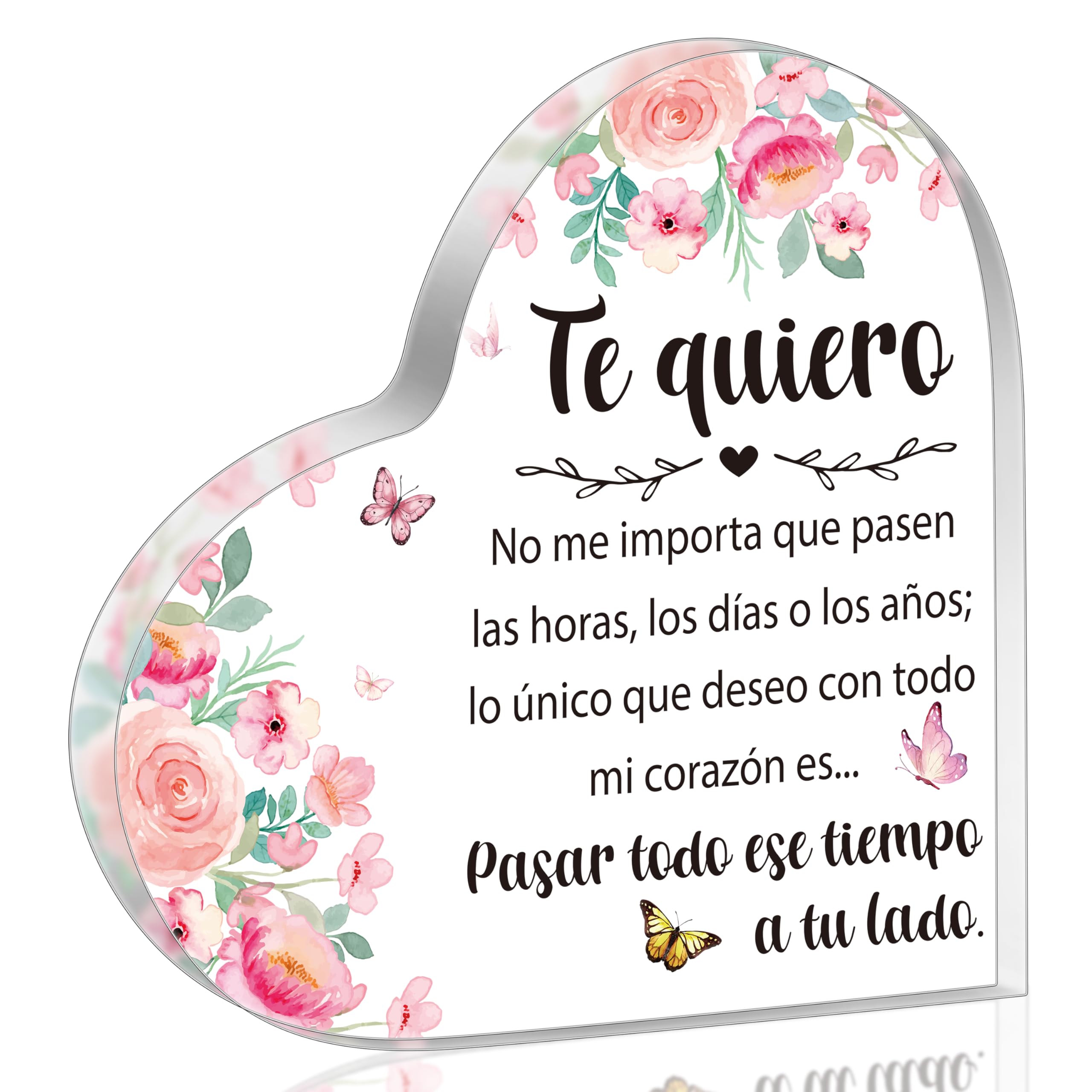 Yopyame Acrylic Paperweight "I Love You" Spanish Clear Heart Shaped for Couples Anniversary Valentine's Day