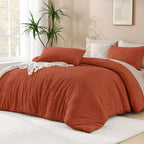 Andency Comforter King Size Set Burnt Orange, Terracotta Boho Fall Lightweight Bedding Comforters & Sets For King Bed, 3 Pieces Rust Tufted Bedding Set & Collections Soft Breathable All Season