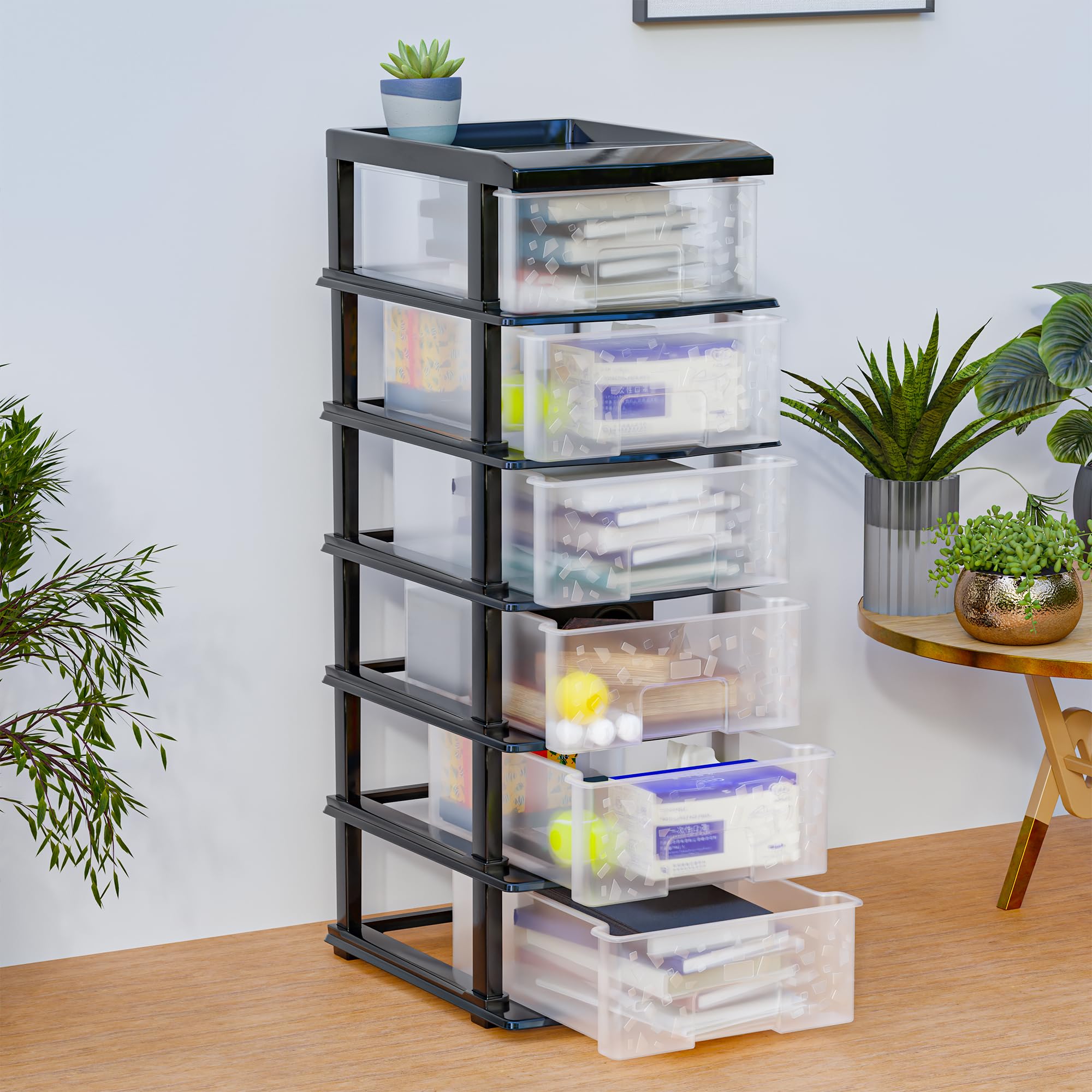 Kuber Industries 6Layer Collapsible Multipurpose Plastic Drawers Storage Organizer | Modular Kitchen & Toy Organizer For Kids R