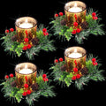 8 Pieces Christmas Candle Holders Glass Tealight Holder Decorative Candle Holder, 4 Pieces Votive Candle Berry Ring with Pinecon