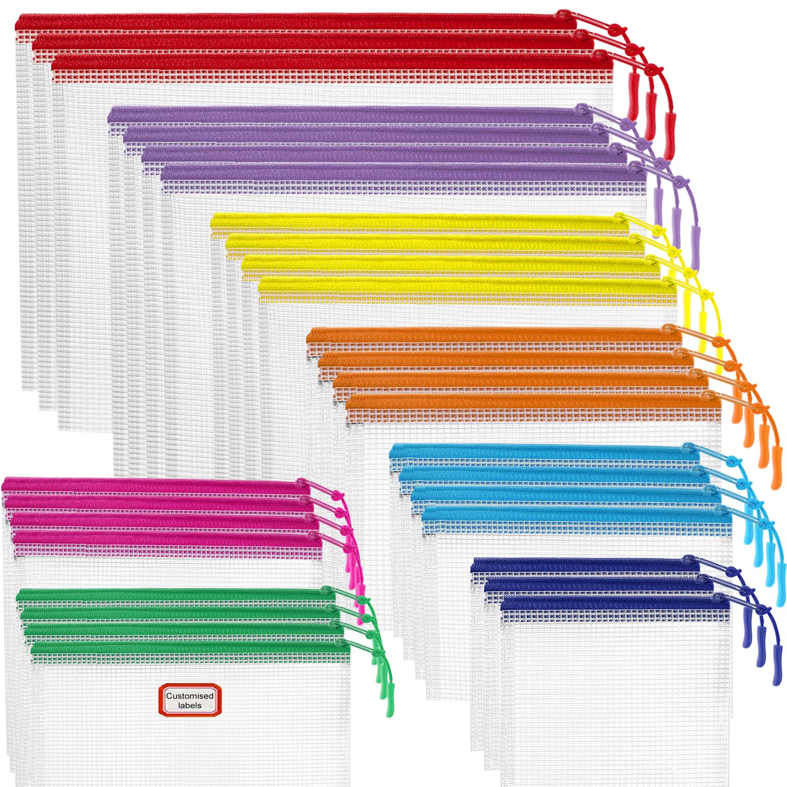 30Pcs Mesh Zipper Pouch For Organization, Waterproof Zipper Pouches Colored Pvc Travel Zipper Bags Clear Multipurpose Document B