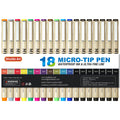 Shuttle Art 18-Pack Micro-Line Pens - 11 Waterproof Archival Ink Colors In 0.3Mm Felt Tip & 7 Blacks In 0.15-0.5Mm For Journalin