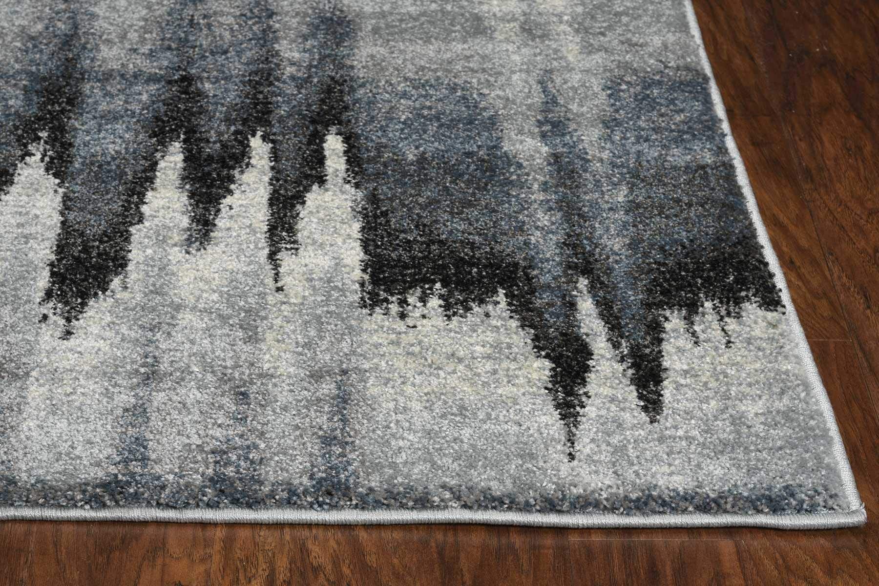 HomeRoots 3'X5' Blue Ivory Machine Woven Abstract Pulse Area Rug