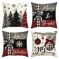 Avoin Colorlife Merry Christmas Joy Xmas Trees Red Throw Pillow Covers, 18 X 18 Inch Christmas Winter Holiday Cushion Case Decor