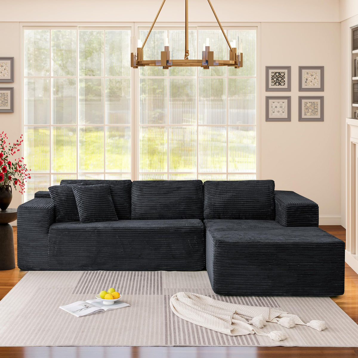 Homrest 106 ' Cloud Sectional Couch With Chaise Lounge, L-Shape Modular Sectional Sofa With Deep Seat, Upholstered Couches For