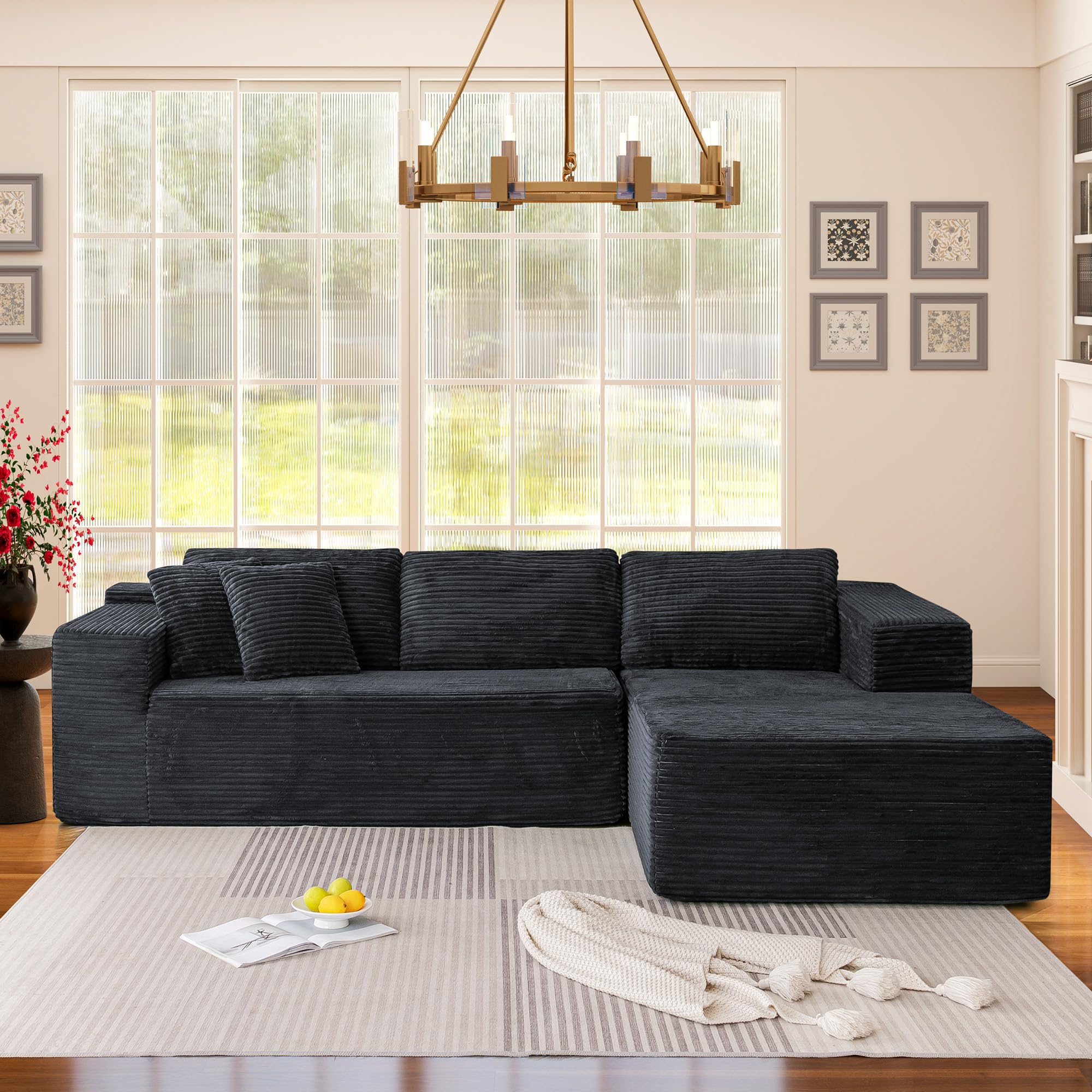 Homrest 106 ' Cloud Sectional Couch With Chaise Lounge, L-Shape Modular Sectional Sofa With Deep Seat, Upholstered Couches For