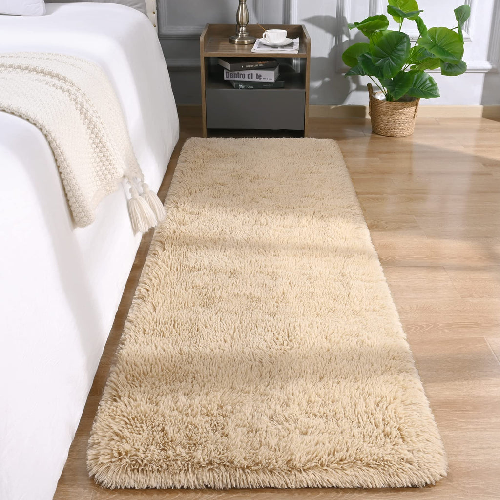 DETUM Beige Rug 2X6 Runner Rug for Hallyway Entryway Kitchen Fluffy Area Rugs Light Beige Bedroom Rug Soft Kids Room Rugs Furry 