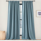 Nicetown Bedroom Curtains 2 Panels Sets Faux Linen Textured, Pinch Pleated Room Darkening Heat Blocking Window Treatments Therma