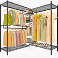 VIPEK L6 Plus Garment Rack Heavy Duty Clothes Rack Corner Closet Rack L Shaped Clothing Rack, 5-Tier Freestanding Closet with 7 