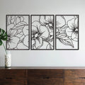 Vivegate Black Minimalist Floral Single Line Metal Wall Art Decor - 18X12 3 Packs Black Floral Abstract Minimalist Lines Wall si