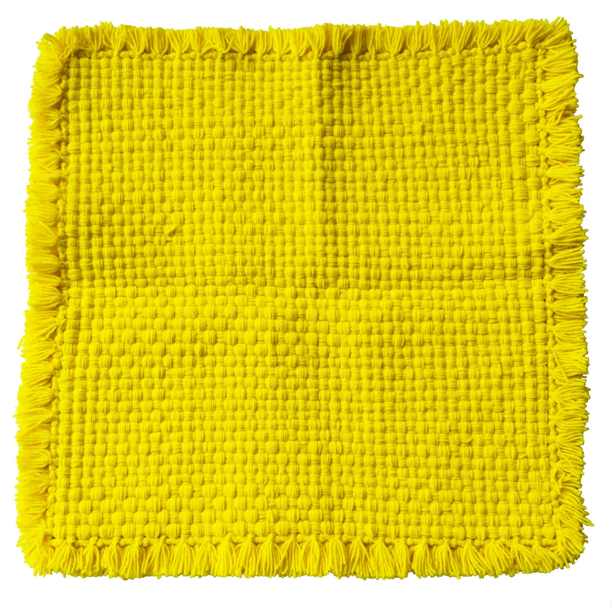 CRM TRADERS Woolen Puja Aasan Mat for Prayers  Handmade Decorative Pooja Mat 18 x 18 inch  (Basanti)