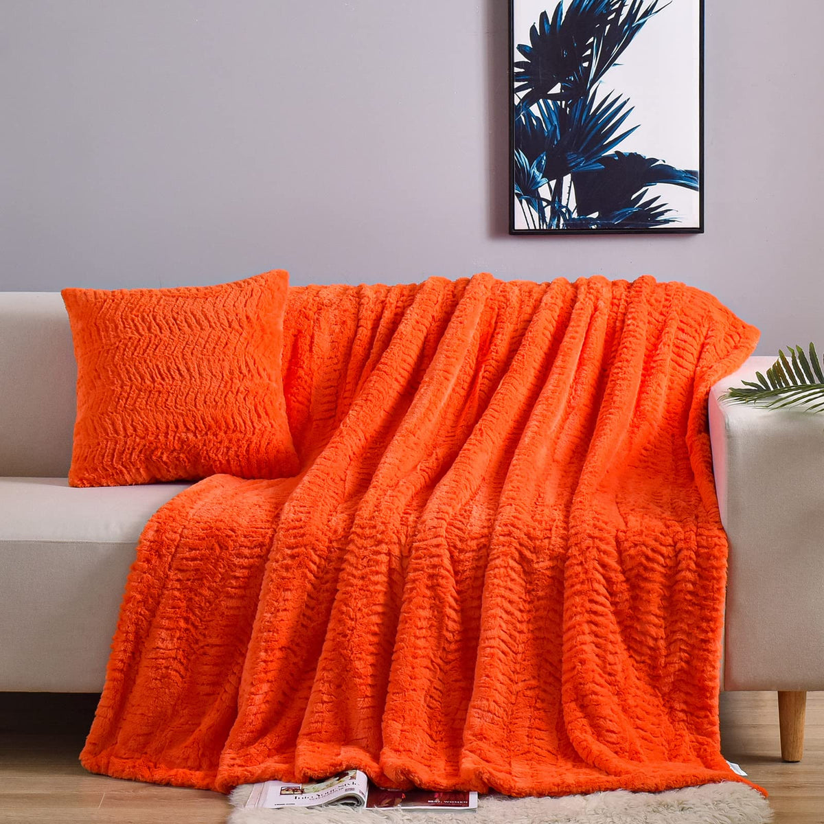 Yusoki Luxury Double Sided Faux Fur Throw Blanket(Without Pillows),Decorative Soft Fuzzy Fluffy Cozy Blanket For Couch Bed Chair