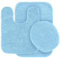 Mk Home LLC 3pc Angela Non Slip Soft Bath Set Rugs for Bathroom Bath Rug, Contour Mat, Toilet Seat Cover New (Light Blue)