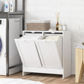 kleankin Double Tilt Out Laundry Hamper Cabinet with Storage 2 Doors White