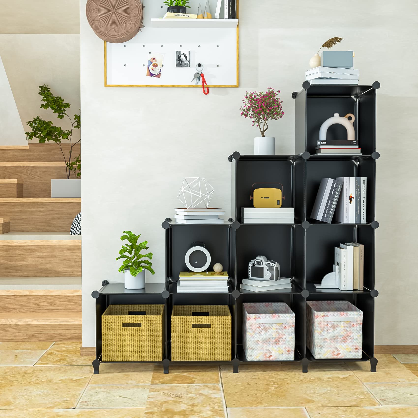 Neprock Cube Shelves, 12 Cubby Storage Organizer,Diy Closet Organizers And Storage Shelves For Bedroom,Stackable Closet Shelves For Clothing Storage,Book Shelf, Toy Organizers And Storage, Black