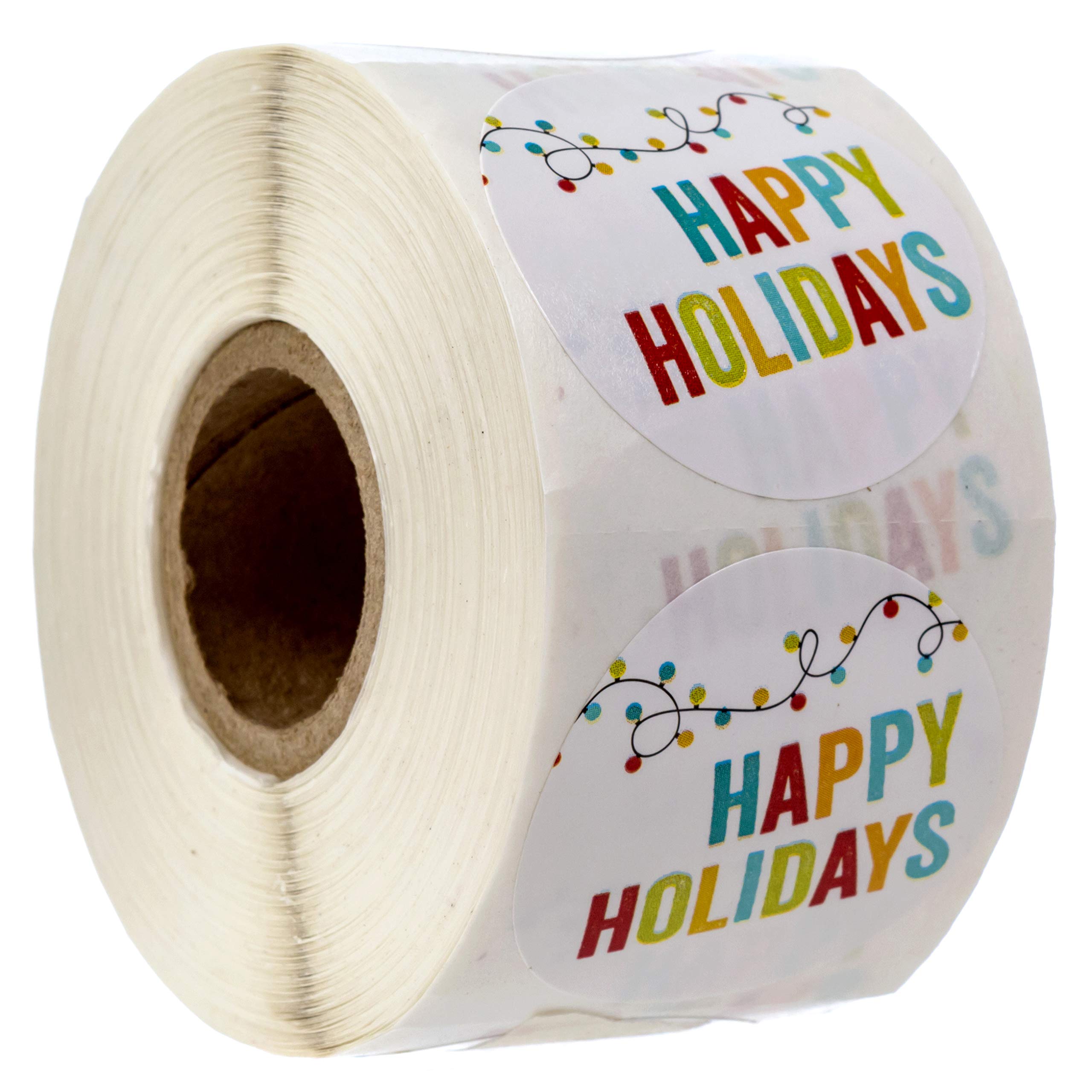 String Of Lights Happy Holidays Stickers / 500 Festive Christmas Lights Labels / 1.5' Small Business Holiday Label/Winter Envel