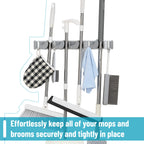 Mr. Pen- Mop And Broom Holder Wall Mount, 4 Positions With 4 Hooks, Broom Organizer Wall Mount, Mop Holder, Broom Hanger Wall Mount, Mop Holder Wall Mounted, Broom And Mop Organizer Wall Hanging