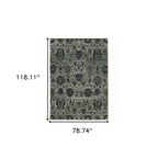 HomeRoots 510073 6 x 9 ft. Blue & Navy Oriental Power Loom Stain Resistant Rectangle Area Rug