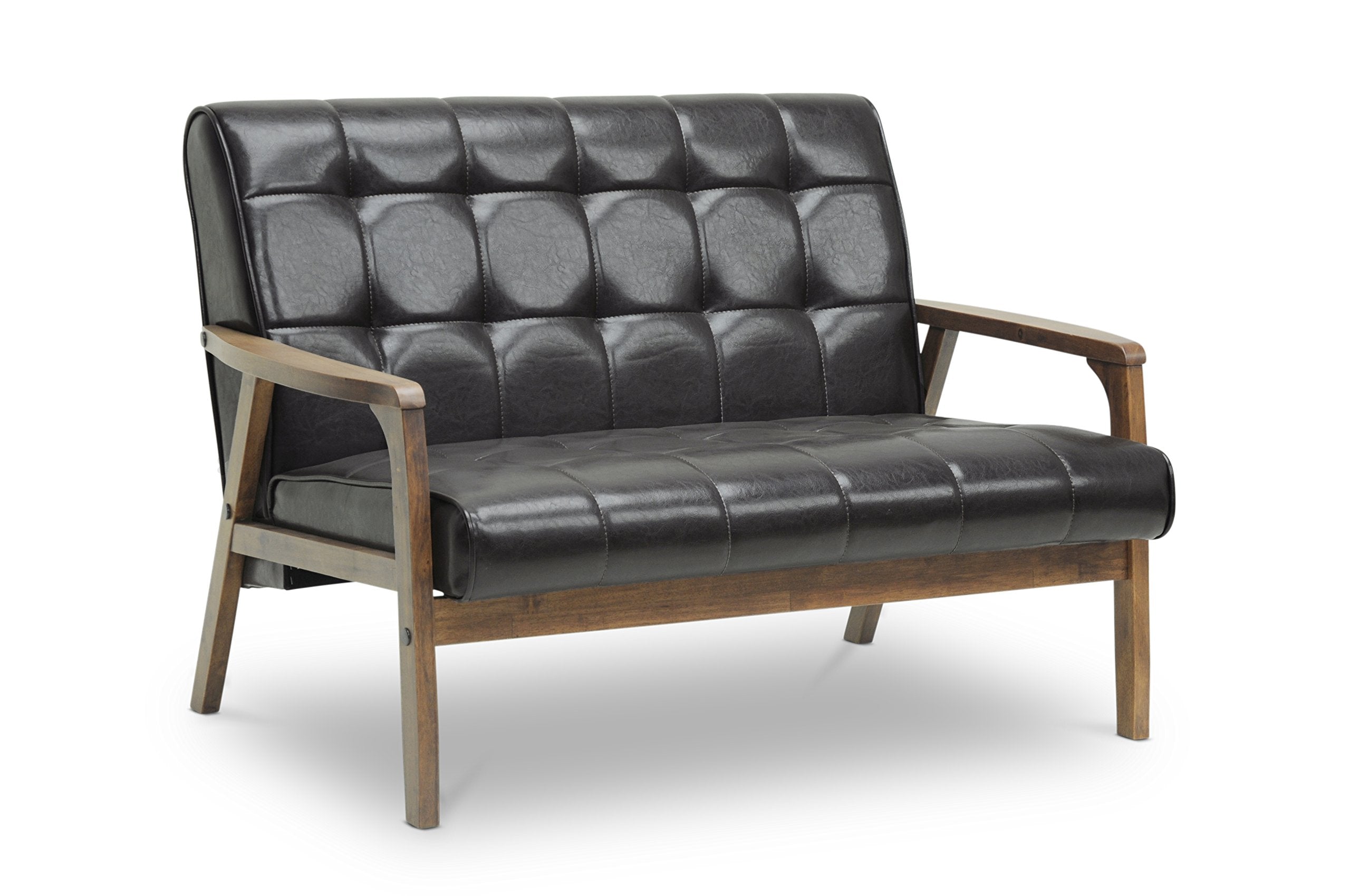 Baxton Studio Mid-Century Masterpieces Love Seat, Brown