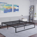 Flash Furniture Bentley 14" Metal Platform Bed Frame - Black Frame/Steel Slat Supports - 12.5" Underbed Storage - No Box Spring Needed - Quick Lock Functionality-King