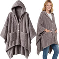 Tegeme Wearable Blanket Poncho for Women Sherpa Shawl with Pockets Hood Cozy for Mom Girlfriend Wife Female(Gray)
